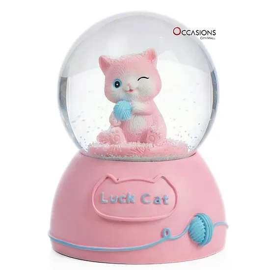 Cat Threads Snow Globe - Pink (H:13cm) - With Light