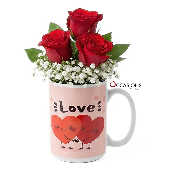 Love Hug Mug Flowers Arrangement
