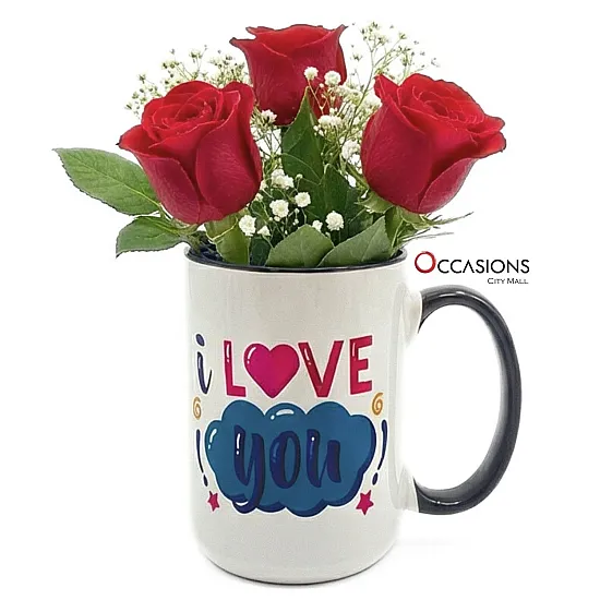 I Love You Cloud Mug Flowers Arrangement