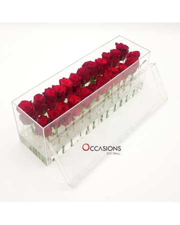 24 Red Roses Acrylic Box