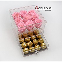 3 Layers Acrylic Box - Pink Roses