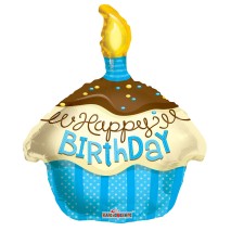 Blue Birthday Cupcake Balloon