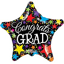 Congrats Grad Star Balloon - Black