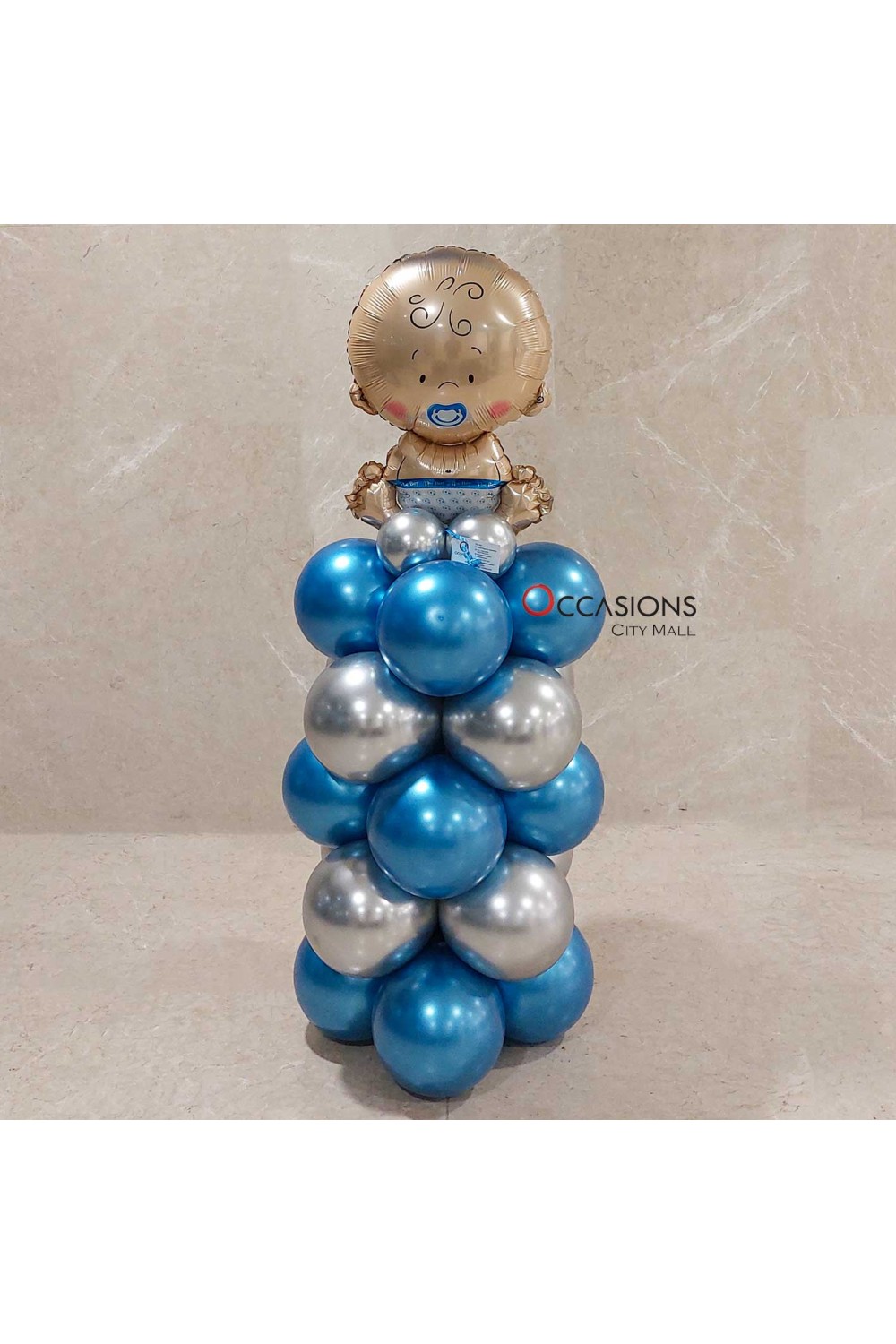 Chrome Baby Boy Balloons Stand