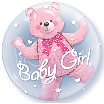 Baby Pink Bear Plastic Double Bubble Balloons