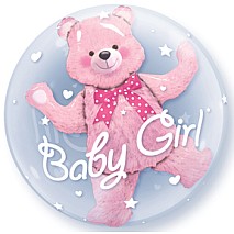 Baby Pink Bear Plastic Double Bubble Balloon