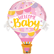 Welcome Baby Hot Air Pink Balloon Foil Balloon