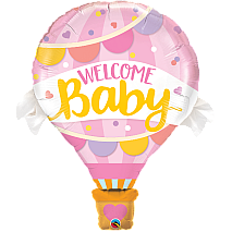 Welcome Baby Hot Air Pink Balloon
