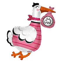 Baby Girl Stork Shape Balloon - 91cm