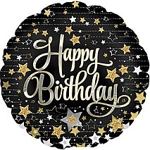 Happy Birthday Gold Stars Balloon