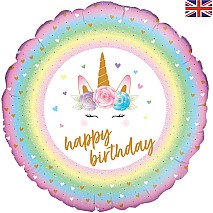 Flowers Unicorn Birthday Balloon