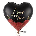 Love You Roses Heart Balloon