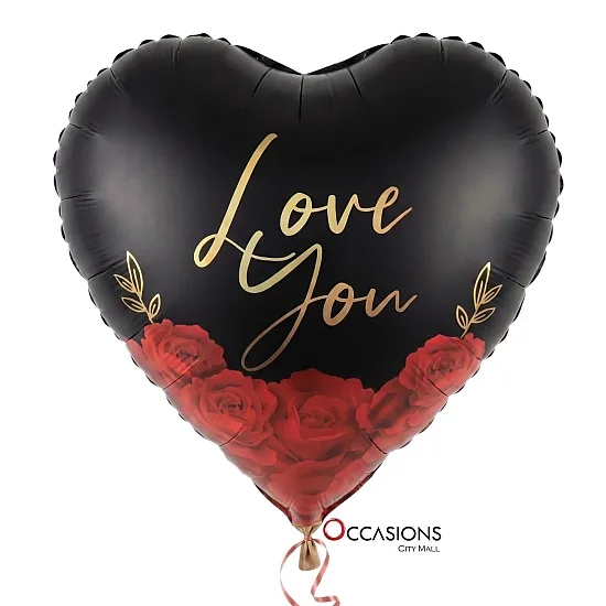 Love You Roses Heart Balloon