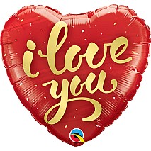 I Love You Gold Script Balloon
