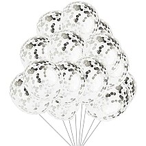 Silver Confetti Balloons- 12