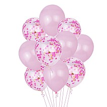 Pink Mix Confetti - Chrome Balloons- 12