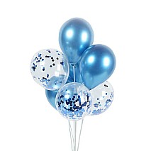 Blue Confetti & Chrome Balloons- 6