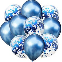 Blue Mix Confetti Balloons- 12