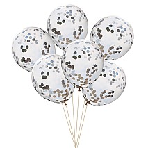Silver Confetti  Balloons- 6