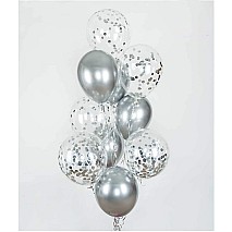 Silver Mix Confetti - Chrome Balloons- 12