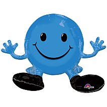 Sitting Blue Happy Face Balloon