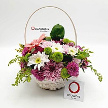 A Basket With Mix Flowers 