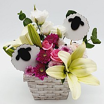 Sheep Mixed Flower Basket