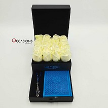 Quran & Rosary in Roses Drawer Box - Blue
