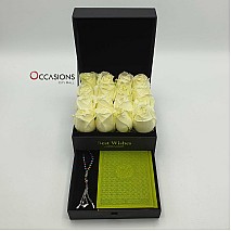 Quran & Rosary in Roses Drawer Box - Green