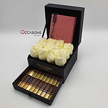Quran with Chocolate Drawer & Roses - Pink