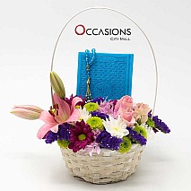 Quran Flower Basket with Rosary - Blue