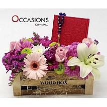 Quran & Rosary Flower Box - Red