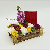 Quran and Flowers Arrangement - Red - Small 