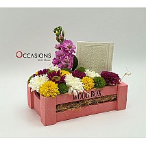 Quran and Flowers Arrangement - White - Small 