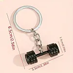 Black Dumbbell Keychain