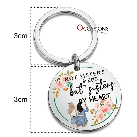 Sisters By Heart Floral Keychain