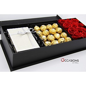 White Quran with Roses & Chocolate