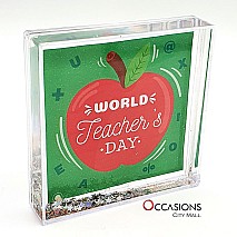 World's Teacher's Day - Glitter Frame (10.5 x 10.5 cm)