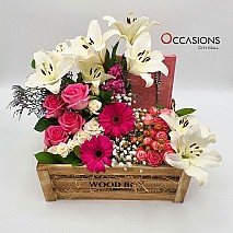 Quran and Flowers Arrangement -L- Pink