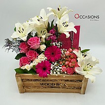 Quran and Flowers Arrangement -L- Fushia