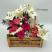 Quran and Flowers Arrangement -L- White