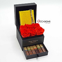 Quran with Roses Drawer Arrangement (Yellow)