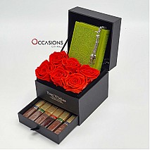 Quran with Roses Drawer Arrangement (Green)