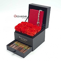 Quran with Roses Drawer Arrangement (Red)