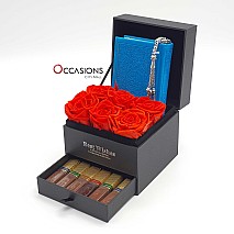 Quran with Roses Drawer Arrangement (Blue)