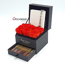 Quran with Roses Drawer Arrangement (White)