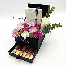 Quran with Merci Chocolate Drawer Arrangement – White