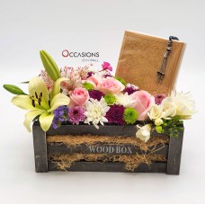 Quran & Rosary Flower Box - Gold