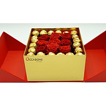 With Love Arrangement - Red Roses and Ferrero -4