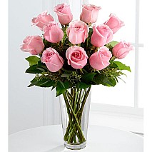 12 Pink Roses 